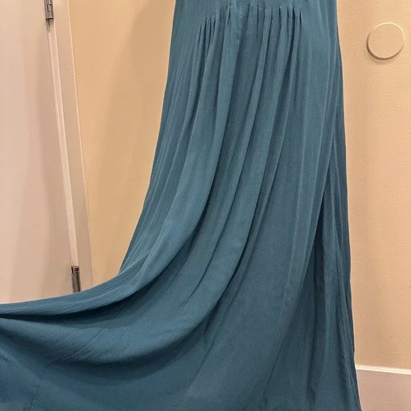 Soft Surroundings Villa Malia Gauze Maxi Dress Mallard Blue Pintuck Sleeveless S - Picture 8 of 10